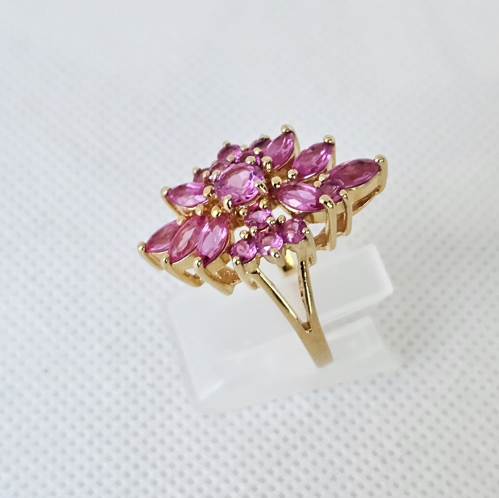 Vintage Ross Simons Pink Sapphire Ring 14K Vermeil Size 6! - Picture 4 of 8